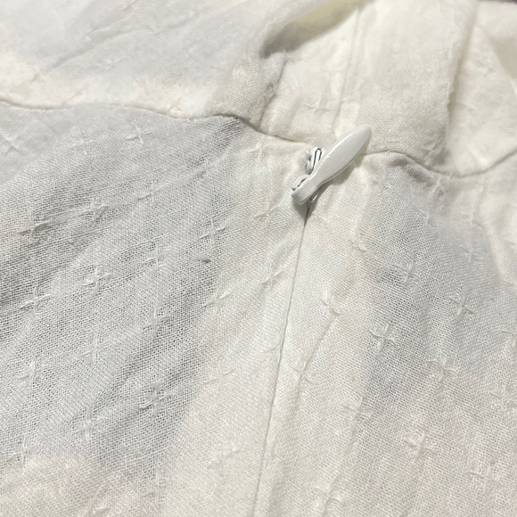 White Damo Puff Sleeve Tie Back Mini Dress Coquette Cottagecore - Picture 4 of 4